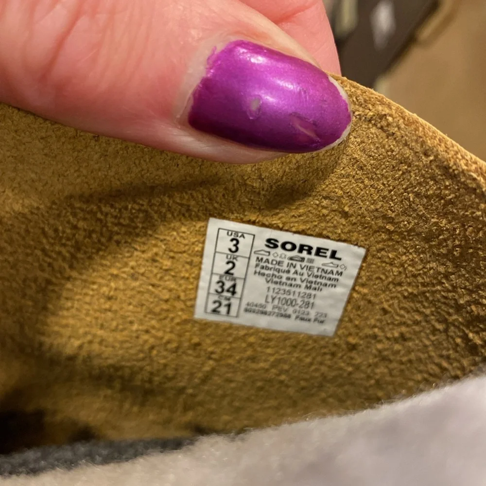 NWT Sorel Caribou Winter Waterproof Boots Youth 3 1123511 Faux Fur FLAWS  No Box - Picture 6 of 17